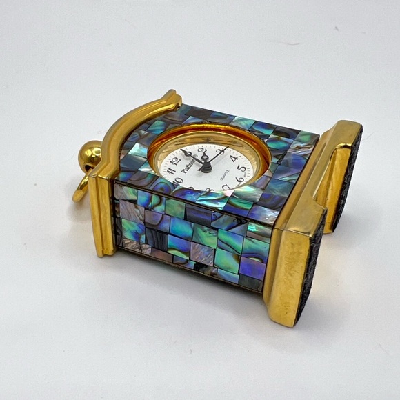 Vintage Style Abalone Inlay Mini Mantel Clock – Decorative Collectible - Picture 4 of 5